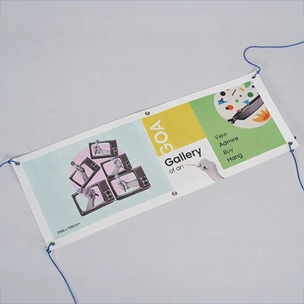 Rectangular banner for Gallery of Art with images, text, and four corner grommets for hanging.