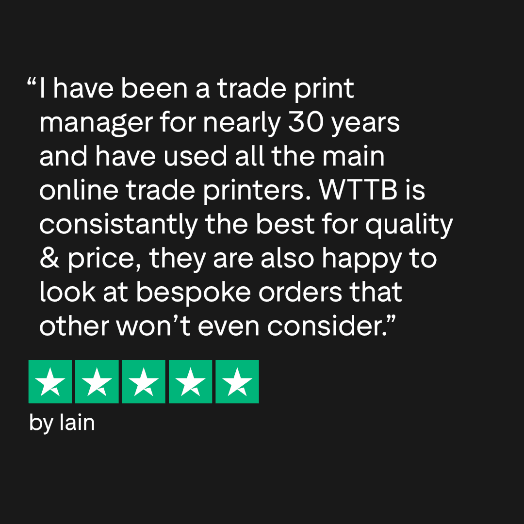 Review praising WTTB for quality, price, and custom orders, rated 5 stars by Iain.