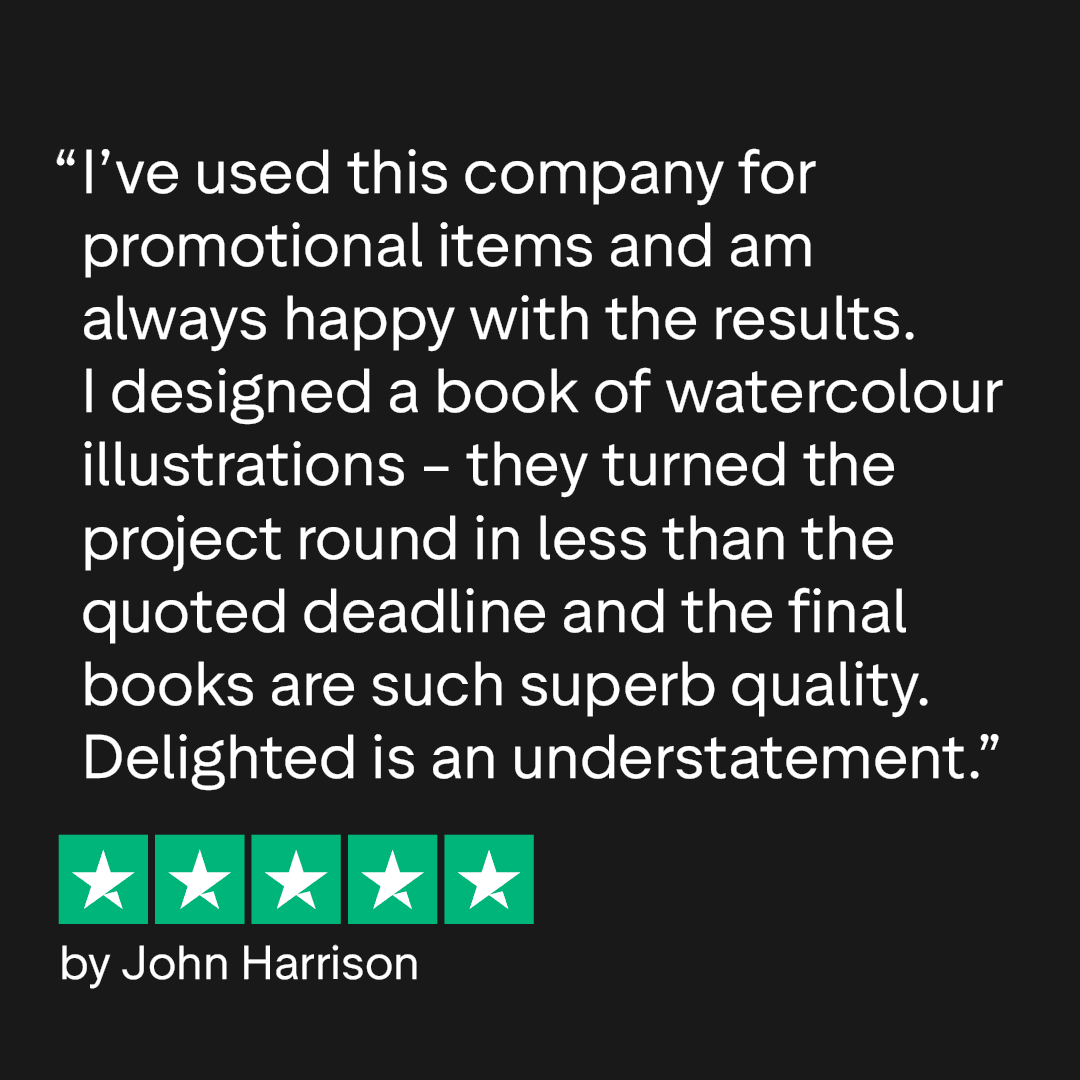A positive customer review praising a company's promotional items and timely, quality service.