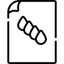 Outline of a paper with a folded corner and four ink droplets on its surface.