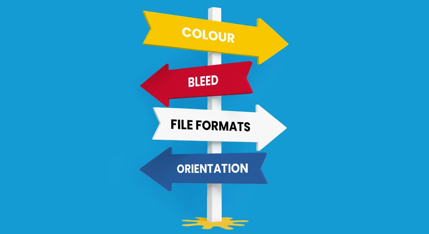 Four blank white directional signs point in opposite directions against a blue background.