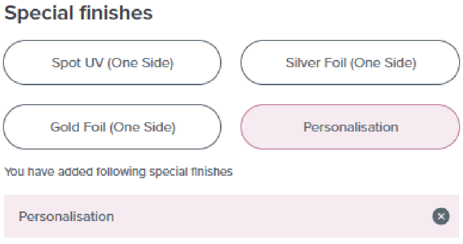 Personalisation - Applying the Special Finish