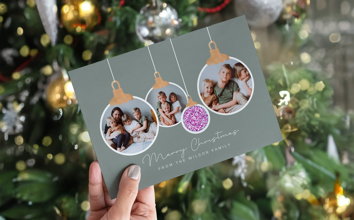 Christmas Card with family photographs and CAMIcode